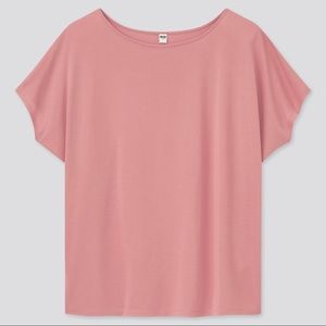 NWT Uniqlo Short Sleeve Drape Crewneck Top - Size Large - Pink